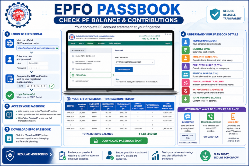 EPFO Passbook – Check PF Balance & Contributions