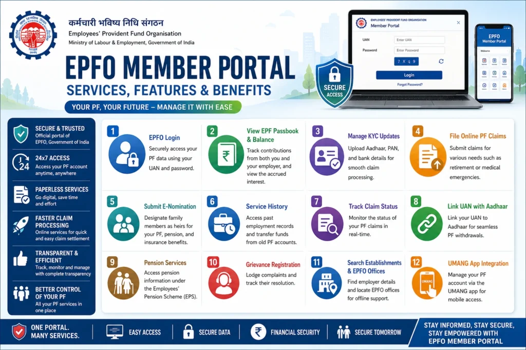 EPFO Member Portal Services, Features & Benefits