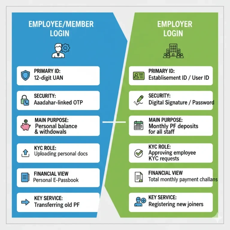 EPFO Member vs Employer Login – Key Differences