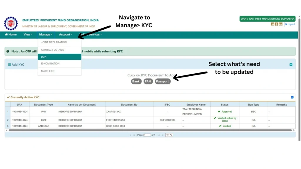 Step‑by‑Step Process to Update EPFO KYC Online